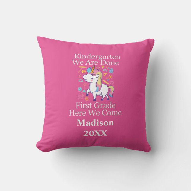 Coussin Diplôme de maternelle Cadeau de licorne de premièr (Recto)