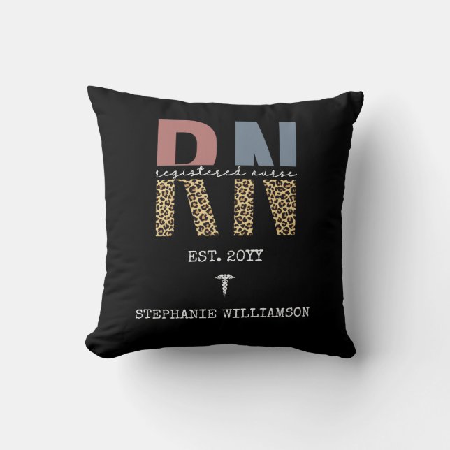 Coussin Diplôme d'infirmière diplômée RN personnalisé (Recto)