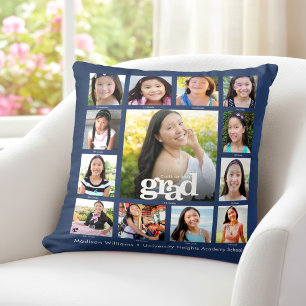 Coussin Diplôme Navy K–12 Moderne Gras Collage Photo