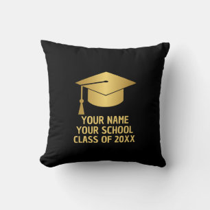 Coussin Diplôme personnalisé or et noir pour la remise des