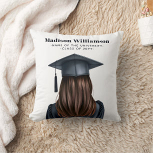 Coussin Diplômée moderne personnalisée Femme Diplômée
