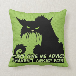 Coussin Dire de conseil de chat noir