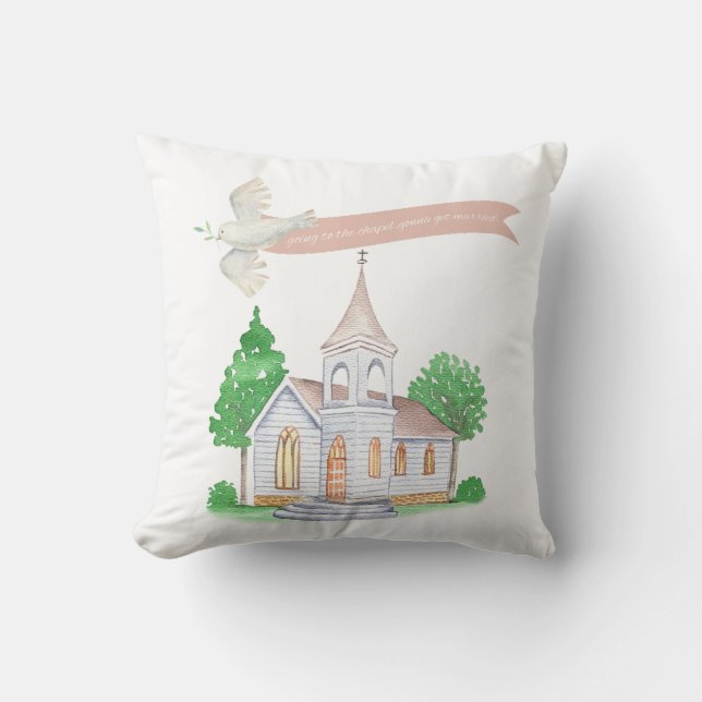 Coussin Direction la chapelle, je vais me marier Design  (Recto)
