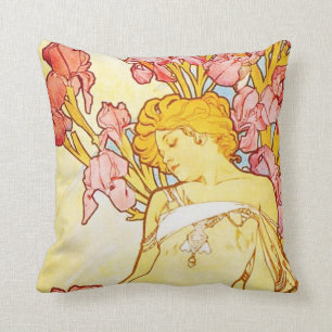 Coussin d'iris d'Alphonse Mucha