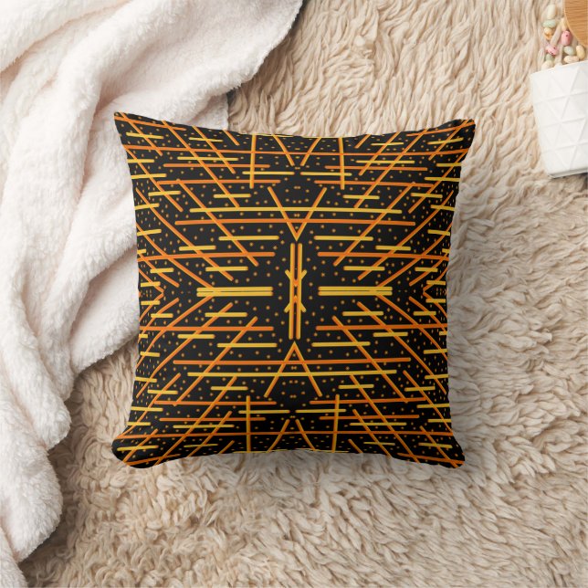 Coussin Dis Macaroni Et Fromage Art Orange Sur Fond Noir (Couverture)