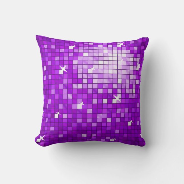 Coussin Disco Carreaux pourpre lance carré d'oreiller (Recto)