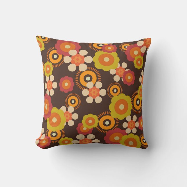 Coussin Disco les années 70 60s Retro Flowers Pop Culture (Recto)