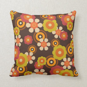 Coussin Disco les années 70 60s Retro Flowers Pop Culture