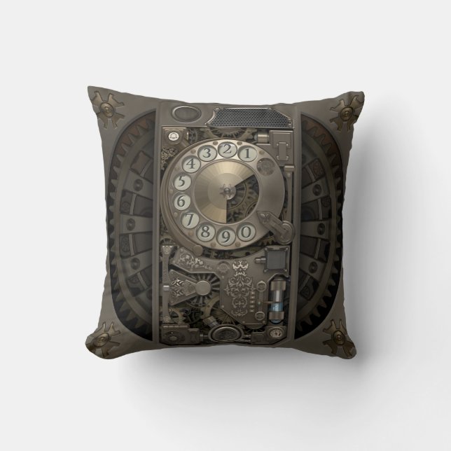 Coussin Dispositif de Steampunk - téléphone de cadran (Recto)