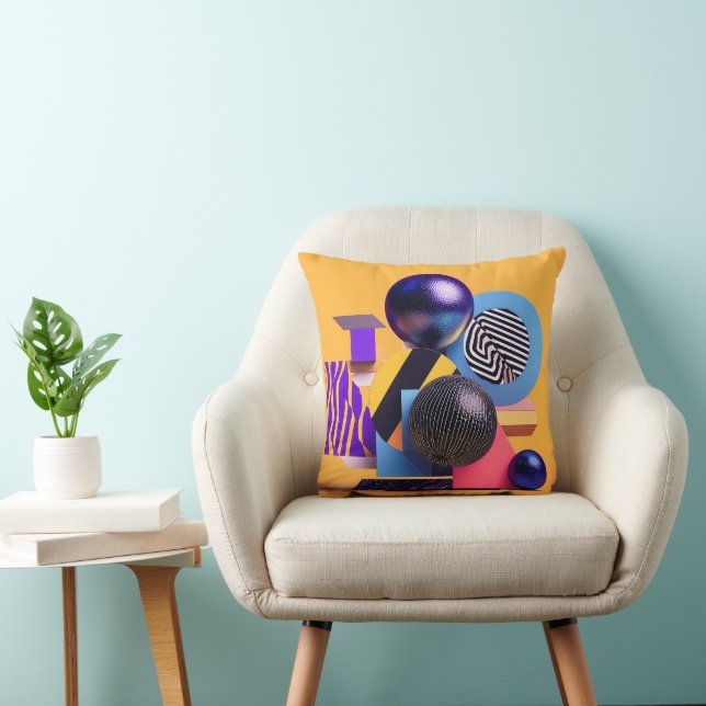 Coussin Disposition abstraite avec des sphères colorées (Chaise)