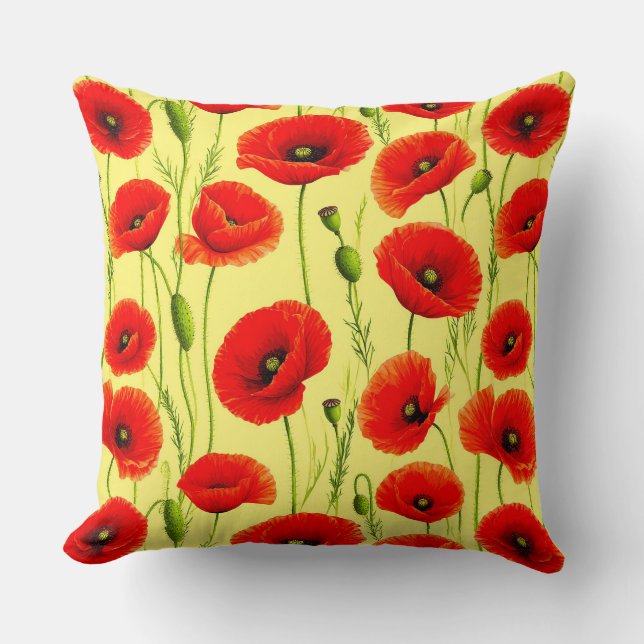 Coussin Disposition de fleurs de pavot sauvage pour espace (Recto)