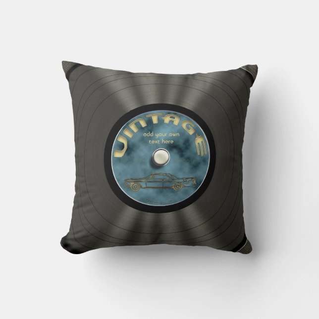 Coussin Disque vinyle vintage personnalisé (Recto)