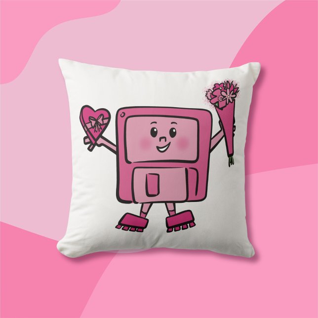 Coussin Disquette Valentine avec Binary Love Code (Créateur téléchargé)