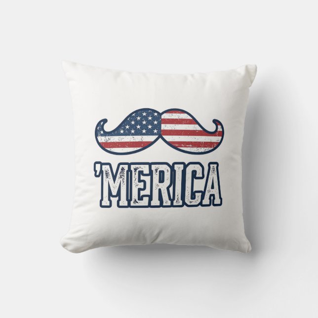 Coussin Distressed America Mustache Patriotic Vector Desig (Recto)