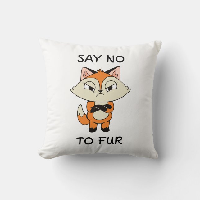 Coussin Dites non à Fur - Triste Fox (Recto)