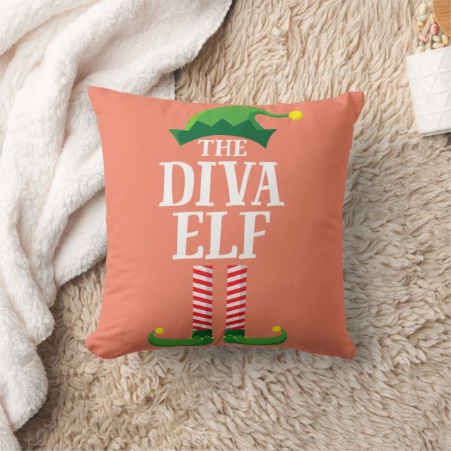 Coussin Diva Elf Matching Family Group Noël (Couverture)