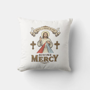 Coussin Divine Mercy Jésus Gravure Vintage Chemise Religie