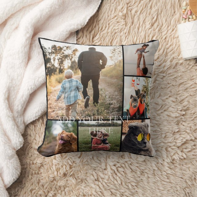 Coussin DIY Two-Sided Family Photo Collage Pillow 6 Photos (Couverture)