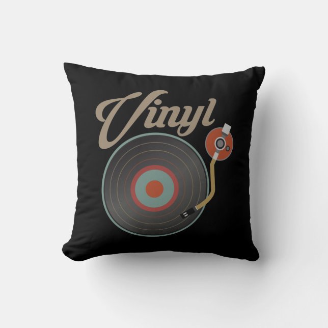 Coussin DJ disque rétro musical style Tourne-disque vinyle (Recto)
