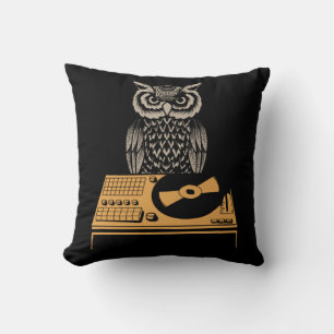 Coussin DJ Owl Tourne-disque Retro Vinyl