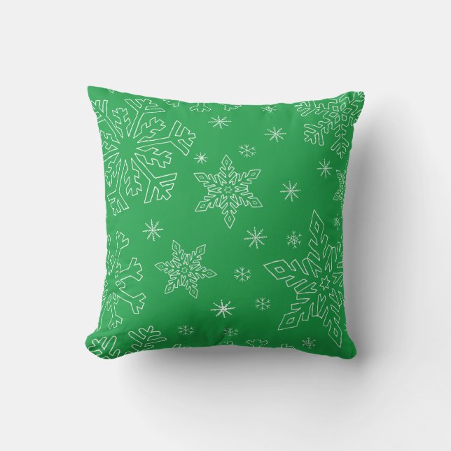 Coussin Dk Green Christmas BG Clipart de garde de flocon d (Recto)