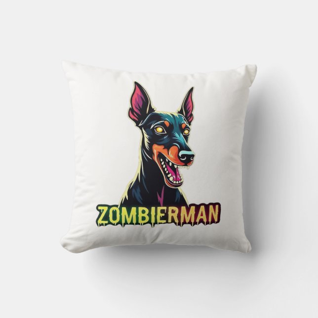 Coussin Doberman Dobie Doby Dobermann Chien Zombie Hallowe (Recto)