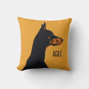 Coussin Doberman jaune