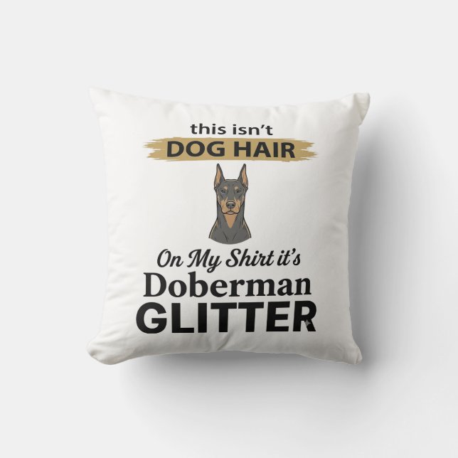 Coussin Doberman Pailleté Conception Vintage Amoureux de C (Recto)