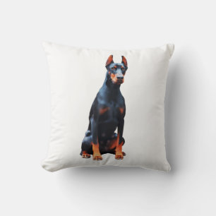 Coussin Doberman peinture couleur de l'eau