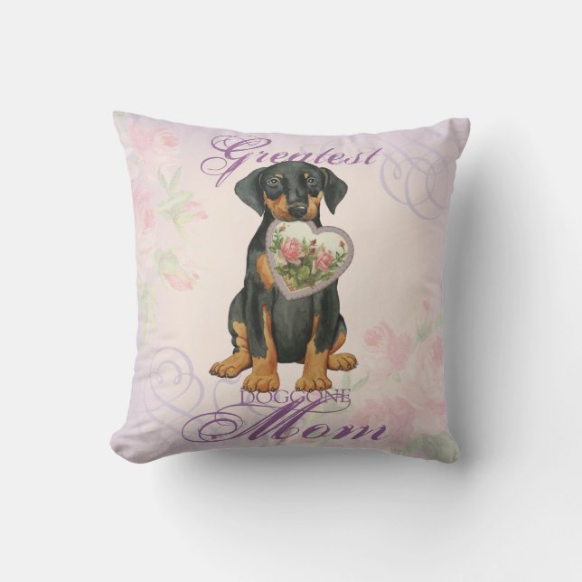 Coussin Doberman Pinscher Heart Mom (Recto)
