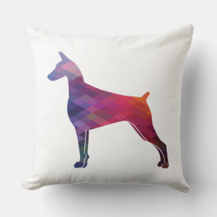 Coussin Doberman Pinscher Motif géométrique violet