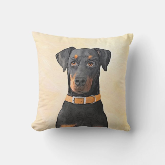 Coussin Doberman Pinscher Peinture non découpée Art origin (Recto)