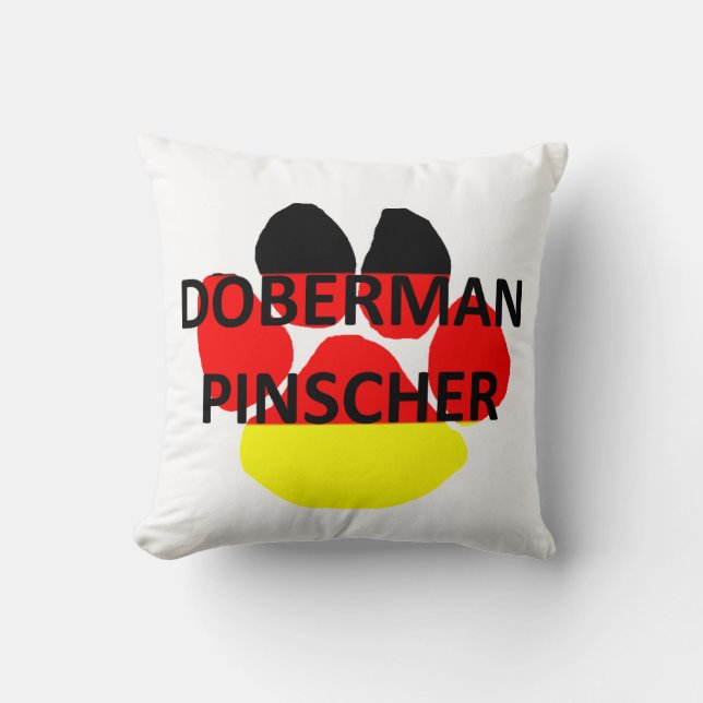 Coussin doberman pinscher sur la patte du drapeau allemand (Recto)