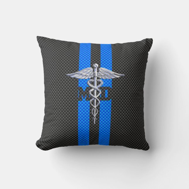 Coussin Docteur Médicale MD Caduceus sur le style de fibre (Recto)