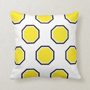 Coussin d'octogone en jaune et noir
