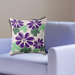 Coussin Dodorant violet et vert et trèfle