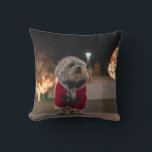 Coussin Dog à Santa costume<br><div class="desc">puppy animal dog maltese,  sweet santa happiness,  cheerful furry pure happy,  funny maltese puppy beautiful,  poppy porcelebrer,  adorable doggy santa ,  canine xmas christmas,  pet cut holiday , </div>