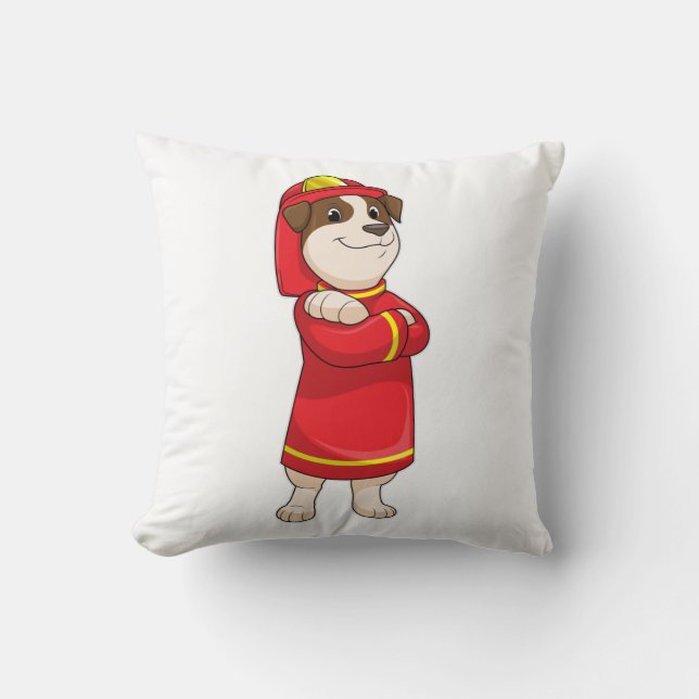 Coussin Dog as Firefighter with Helmet (Recto)