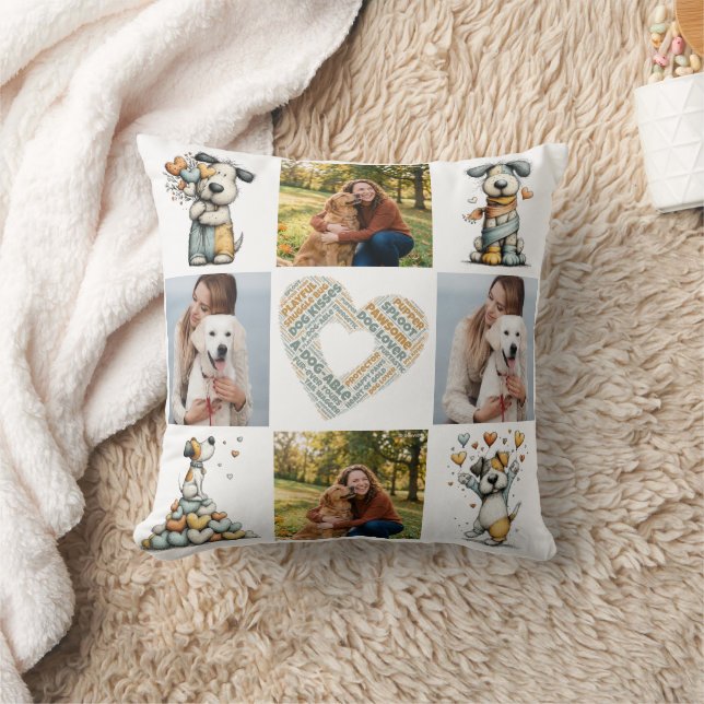 Coussin Dog Lover 4 Photo Collage Gift (Couverture)