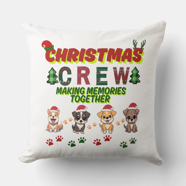 Coussin Dog Lover Christmas Family-Christmas crew dogs  (Recto)
