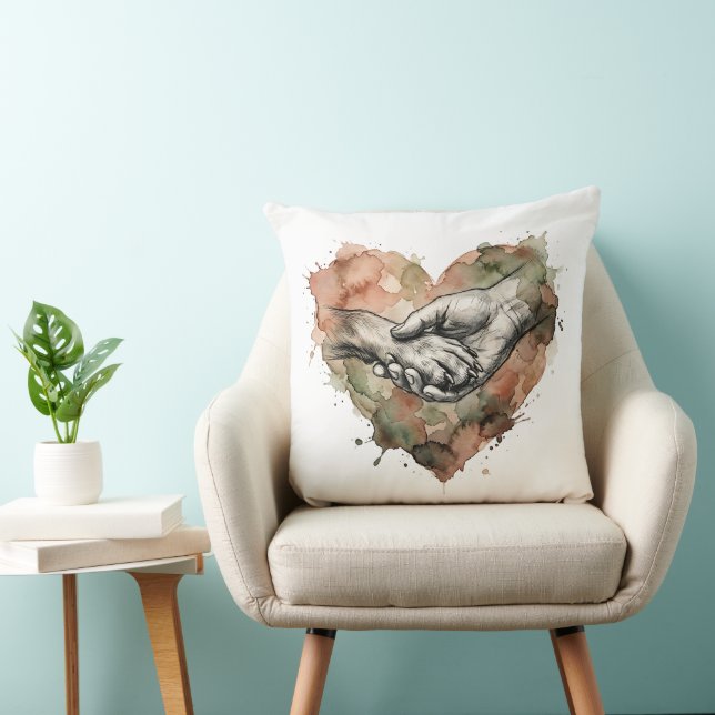 Coussin Dog Lover Human Animal Bond Watercolor Heart (Chaise)