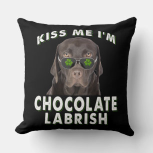 Coussin Dog Lover Kiss Me I'm Chocolat Labrish