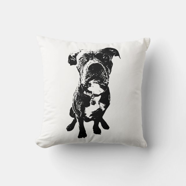 Coussin Dog Pose Pillow – Sitting Dog in Ink Style (Recto)