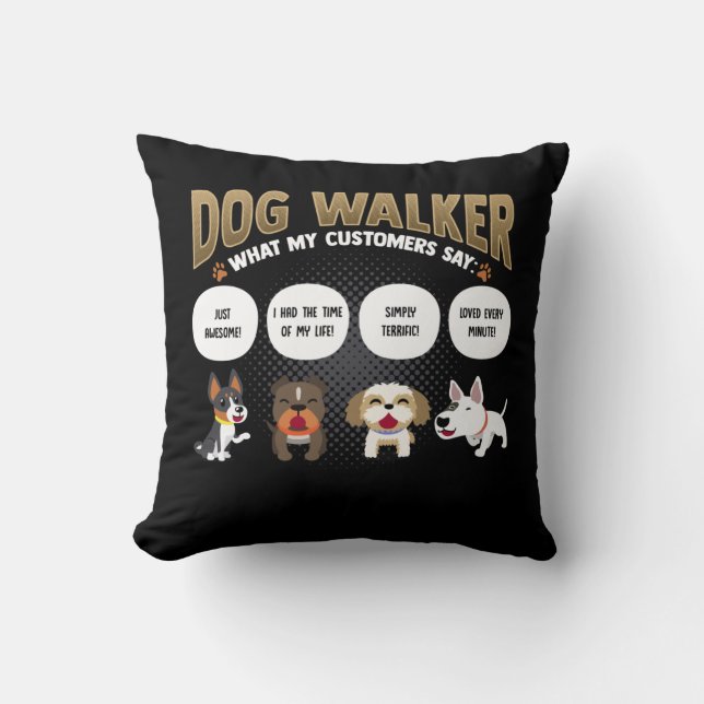 Coussin Dog Walker Funny Dog Walking Pet Sitter Cadeau (Recto)