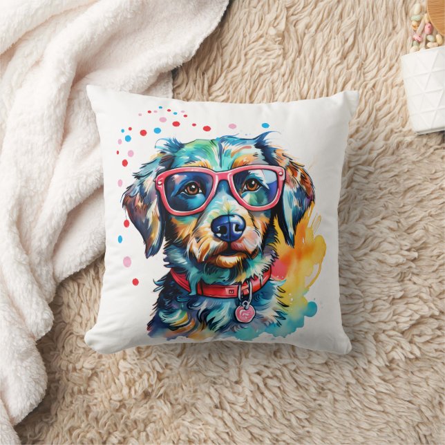 Coussin Dog with Glasses (Couverture)