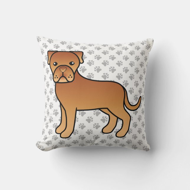 Coussin Dogue De Bordeaux Chien De Dessin Animé Mignon (Recto)
