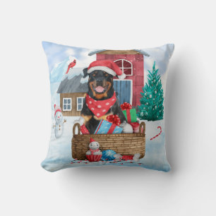 Coussin Doigt Rottweiler dans la neige Maison de Chien de 