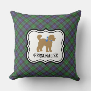 Coussin Doigt Tan Personnalisé Chien Bleu Plaid