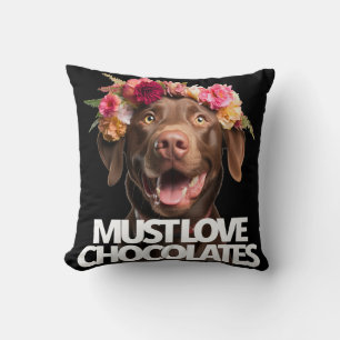 Coussin Doit aimer Chocolates brun labos labrador récupéra