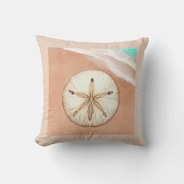 Coussin Dollar de sable d'aquarelle sur la plage (Recto)